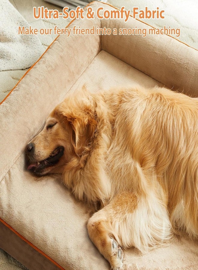 gorgeous Dog Beds Memory Foam Orthopadic XXL Bed Waterproof Layer for Labrador, Bulldog, Retriever, Poodle, Large Breed Dogbed 48X29X4 Bed,Light Brown - Image 2